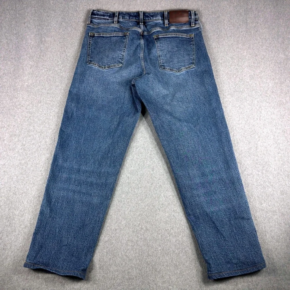 Lands' End Square Rigger Jeans Blue Med Wash Straight Denim Mens 35x30